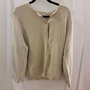 Leon Levin Hand Loomed Cream Cardigan Sweater